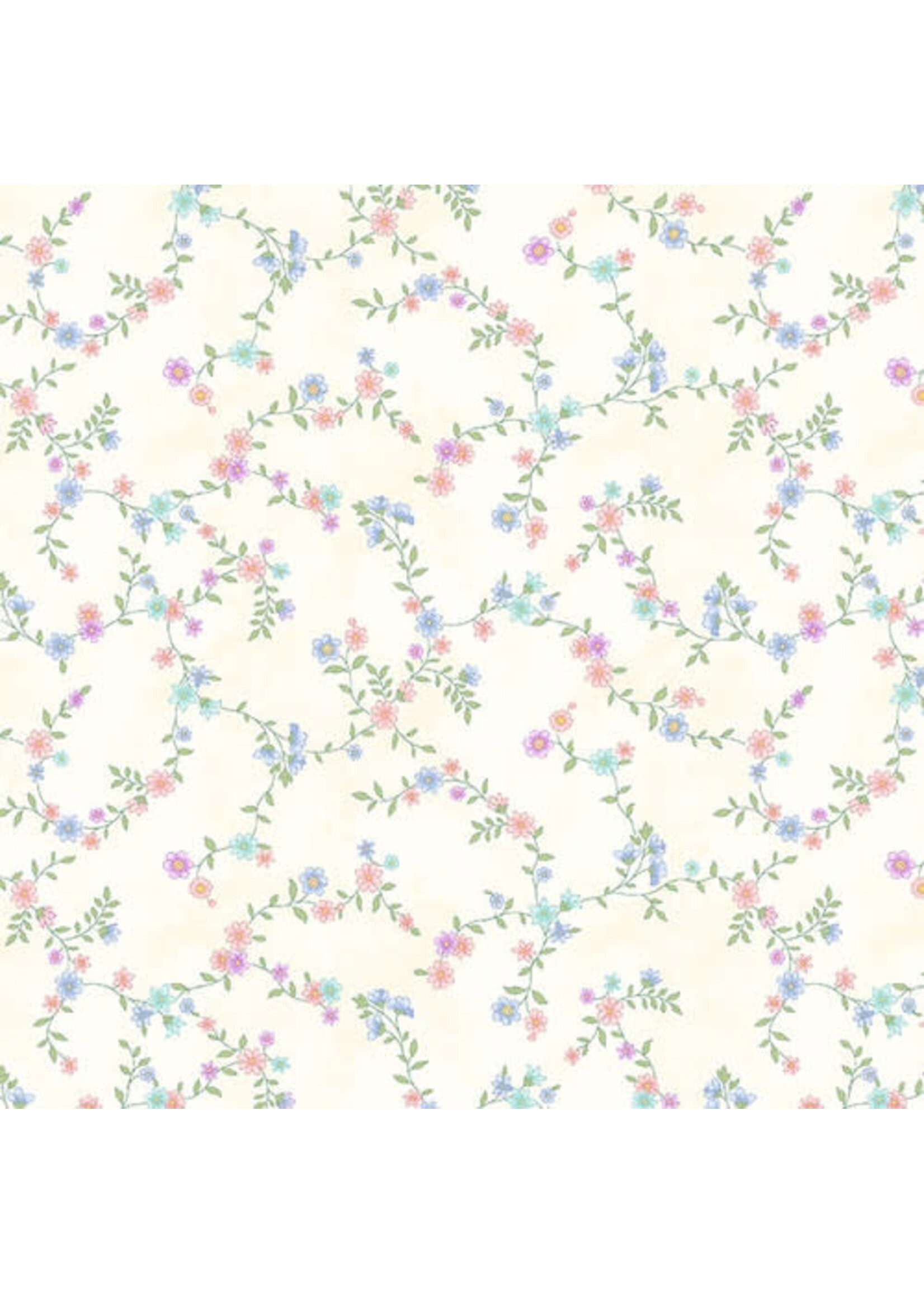 Henry Glass Fabrics Dorothy Jean s Flower Garden - Trailing Vines - Cream - 679