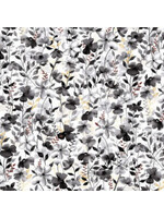 Studio E Fabrics Watercolor Sketchbook - Floral - Grey - Coupon - 95 cm x 110 cm
