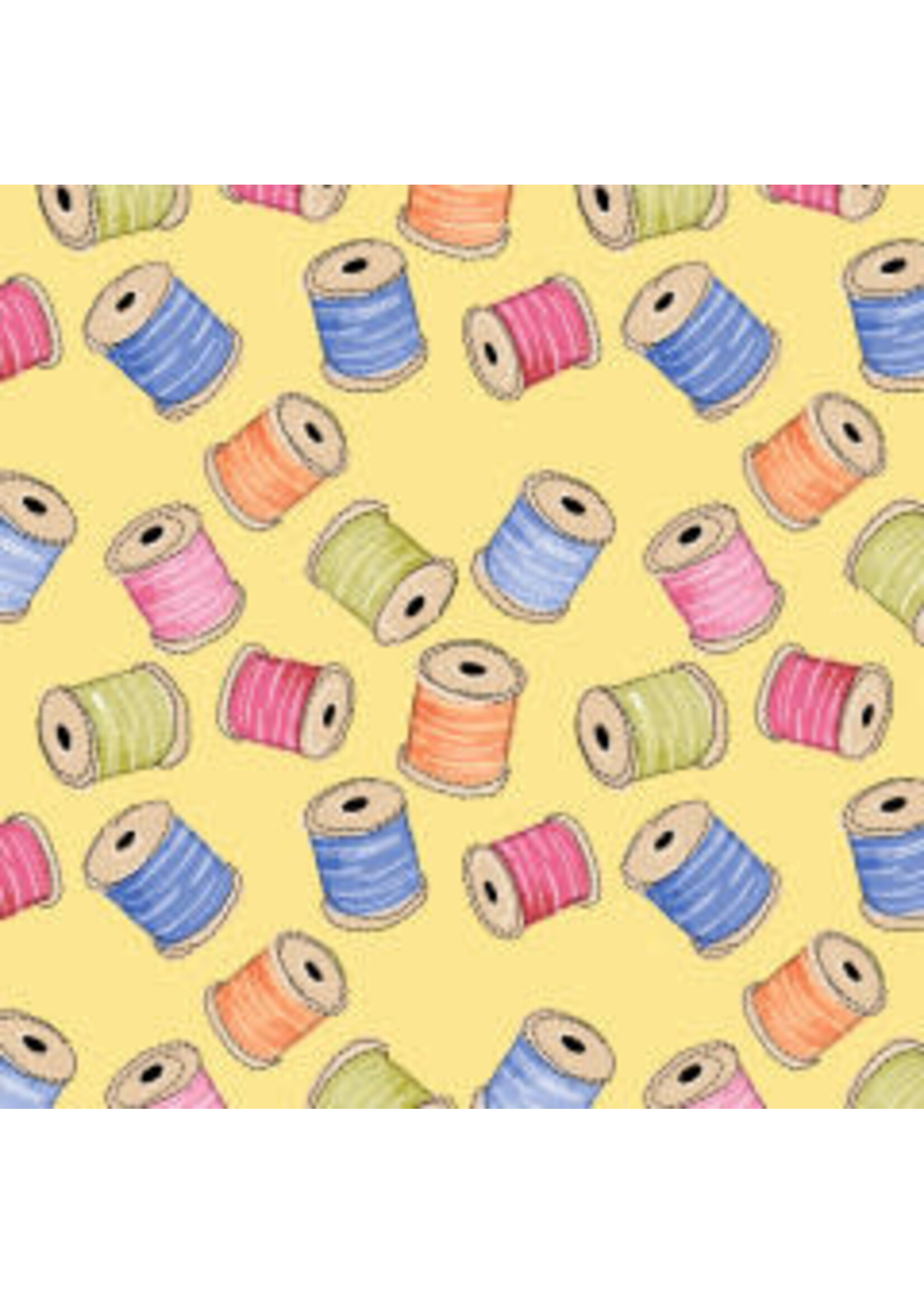 Stof Fabrics Handmade With Love - Klosjes - Geel - Coupon - 80 cm x 110 cm
