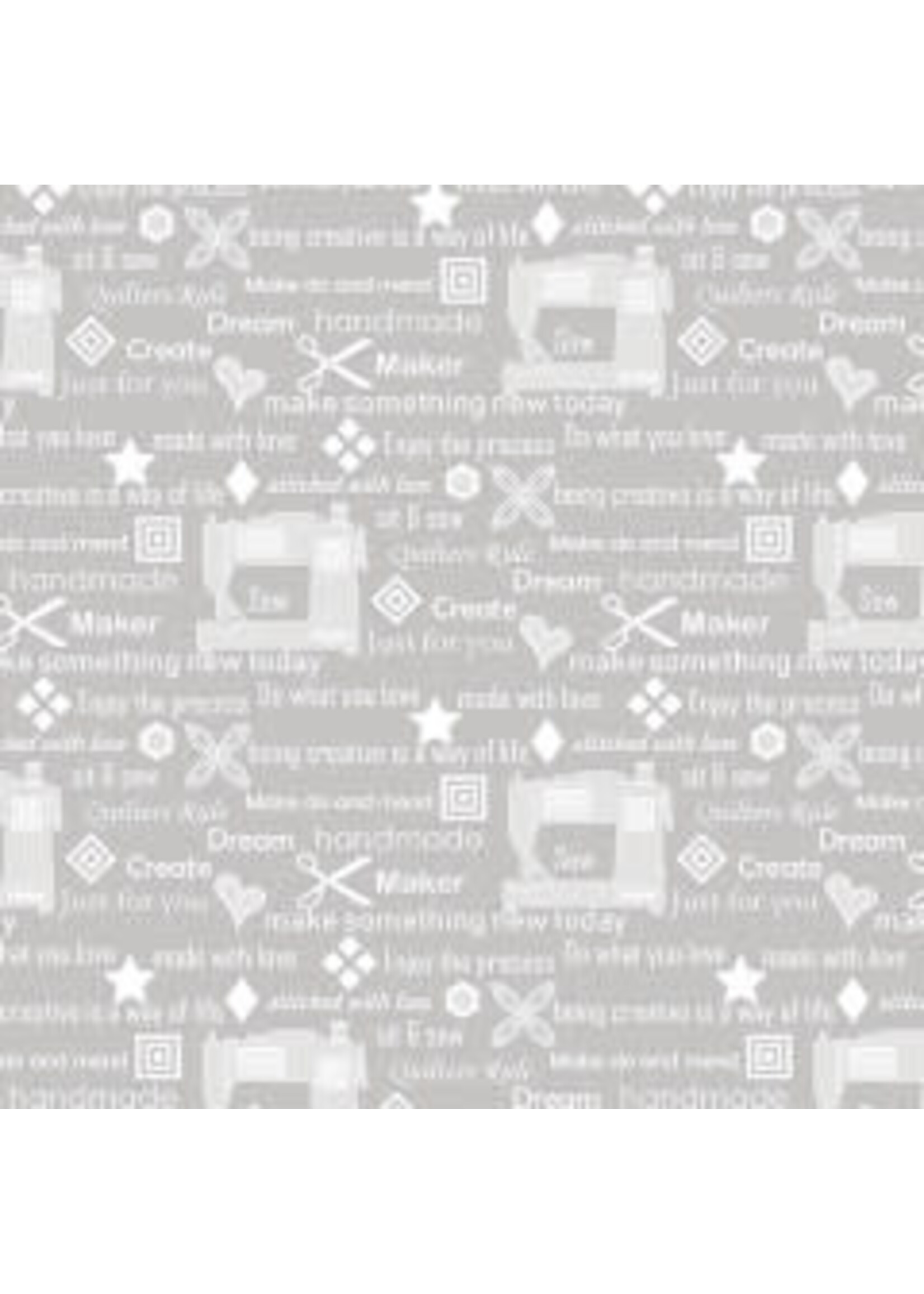 Benartex Studio My Happy Place - Sewers Wisdom - Light Gray - Coupon - 95 cm x 110 cm