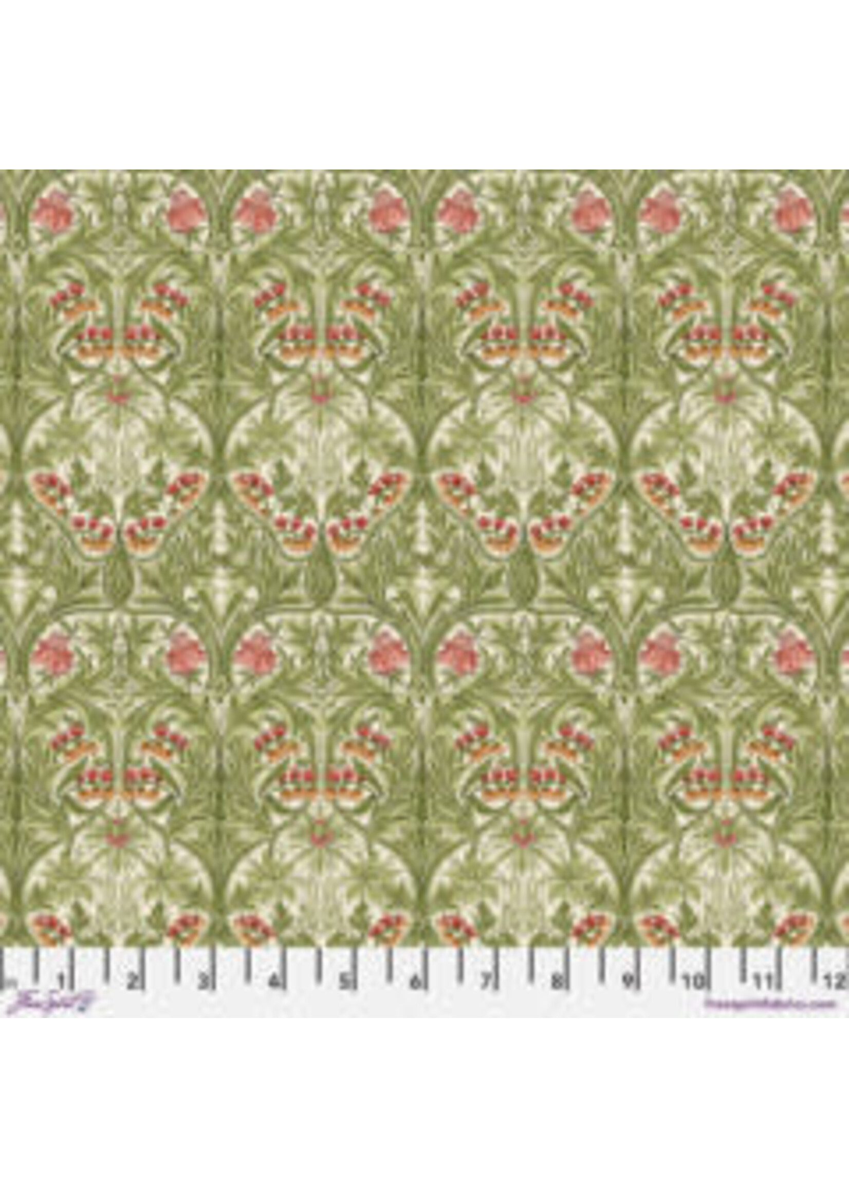Morris & Co Emery Walker - Buttermere - Strawberry Thief - Mint - Coupon - 20 cm x 110 cm