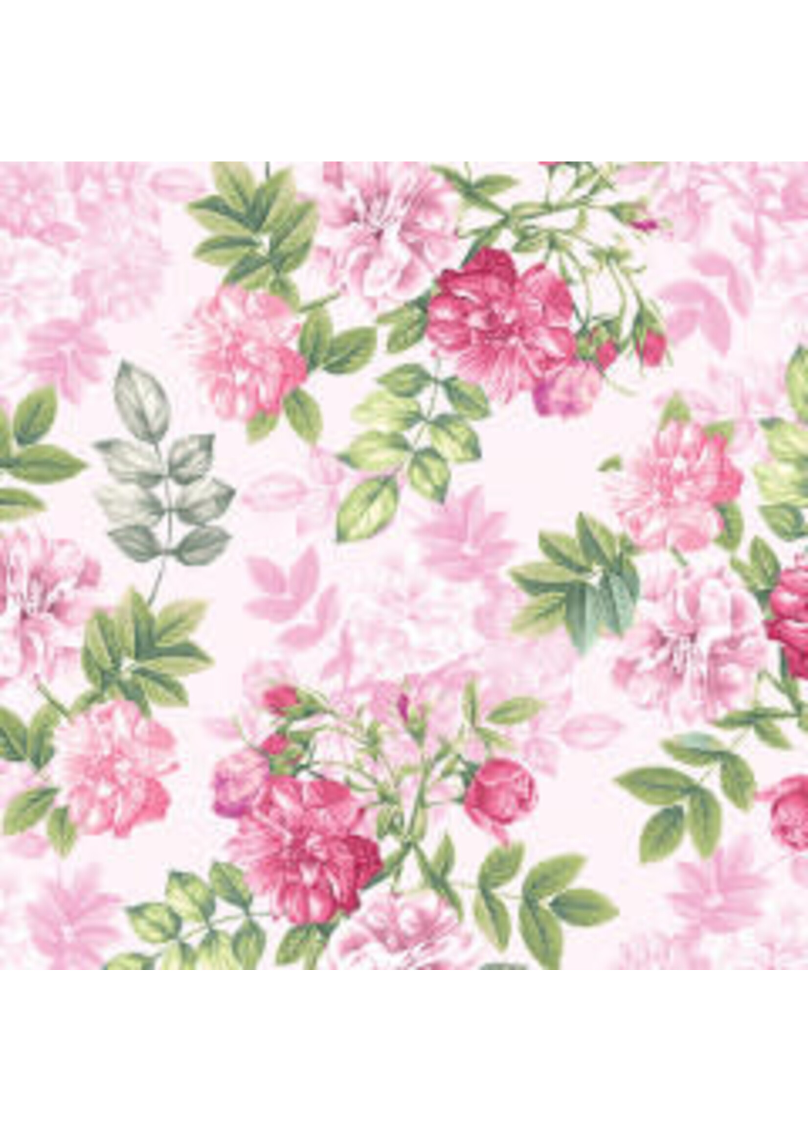 Benartex Studio Floral - Romance - Pink - Coupon - 75 cm x 110 cm