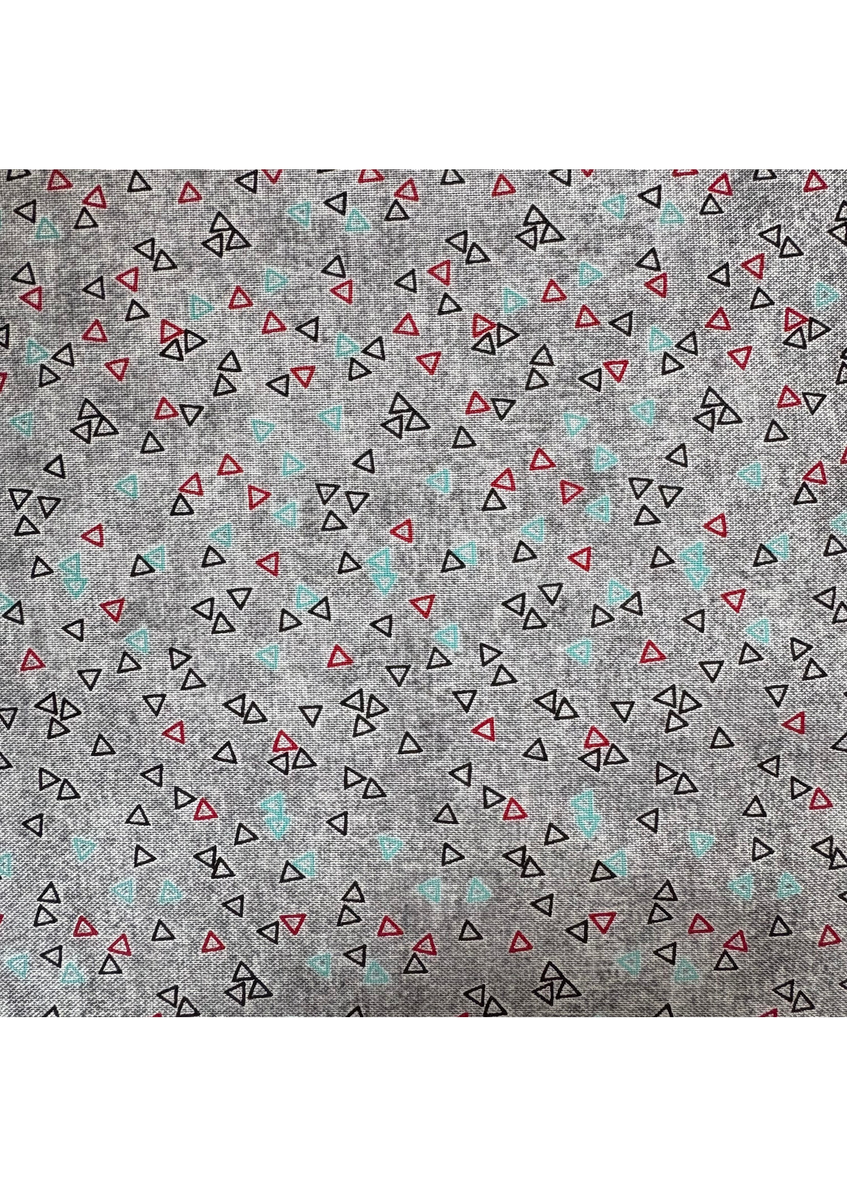 Stof Fabrics Hannah Basic - Triangles - Grey - Coupon - 75 cm x 110 cm