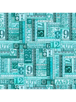 QT Fabrics Tailor Made - Numbers Patches - Green - Coupon - 75 cm x 110 cm