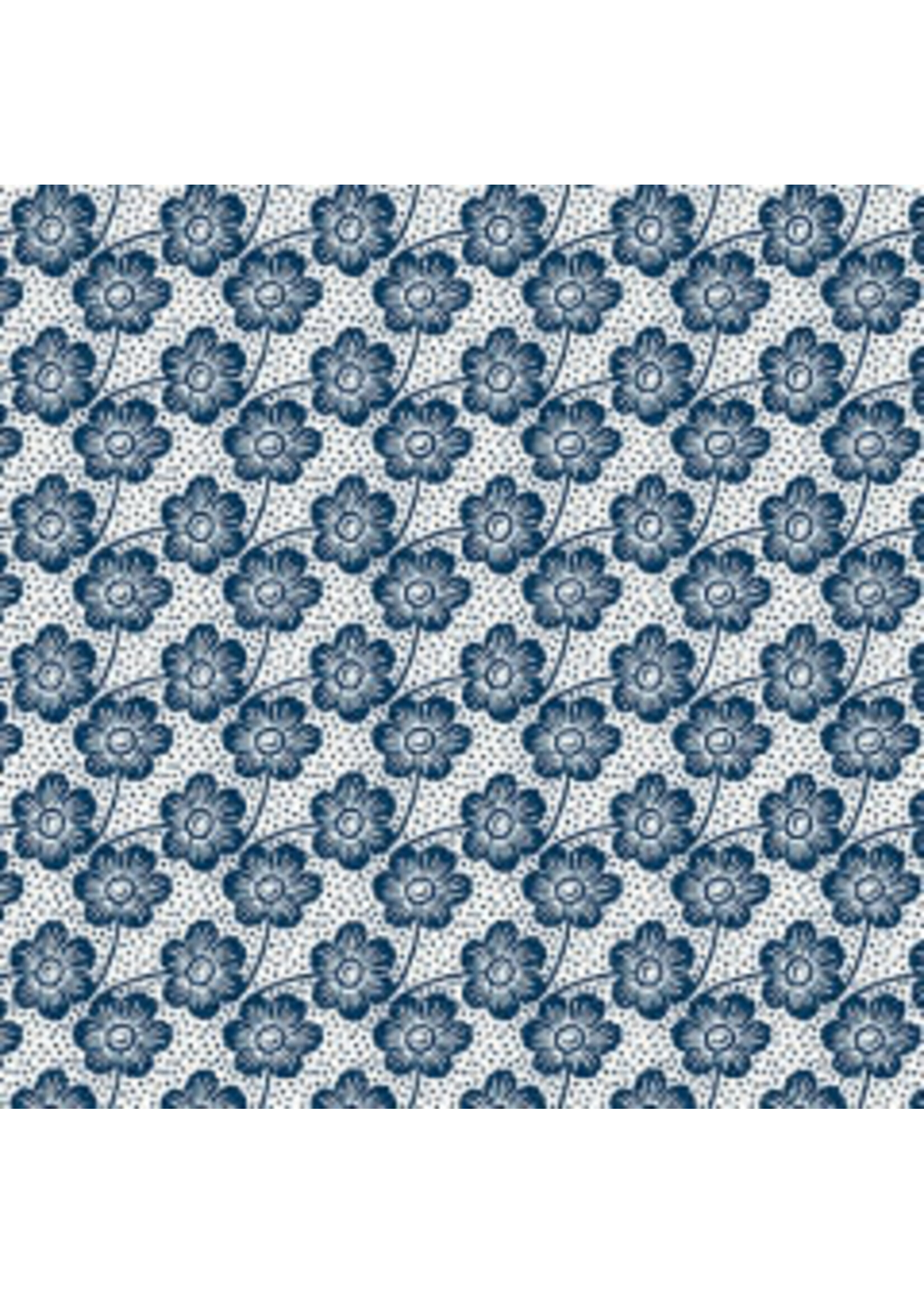 Kanvas Studio Blue Rhapsody - Buttercup - White-Navy - Coupon - 90 cm x 110 cm