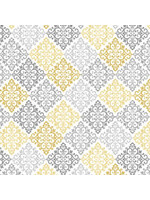 Benartex Studio Words To Quilt By - Medaillon - Gray Yellow - Coupon - 85 cm x 110 cm
