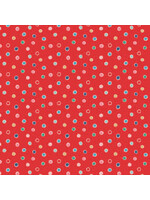 Poppie Cotton Oh What Fun - Snow Dots - Red - Coupon - 95 cm x 110 cm