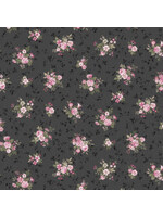Stof Fabrics Juliet Roses - Bouquets - Dark Grey - Coupon - 70 cm x 110 cm