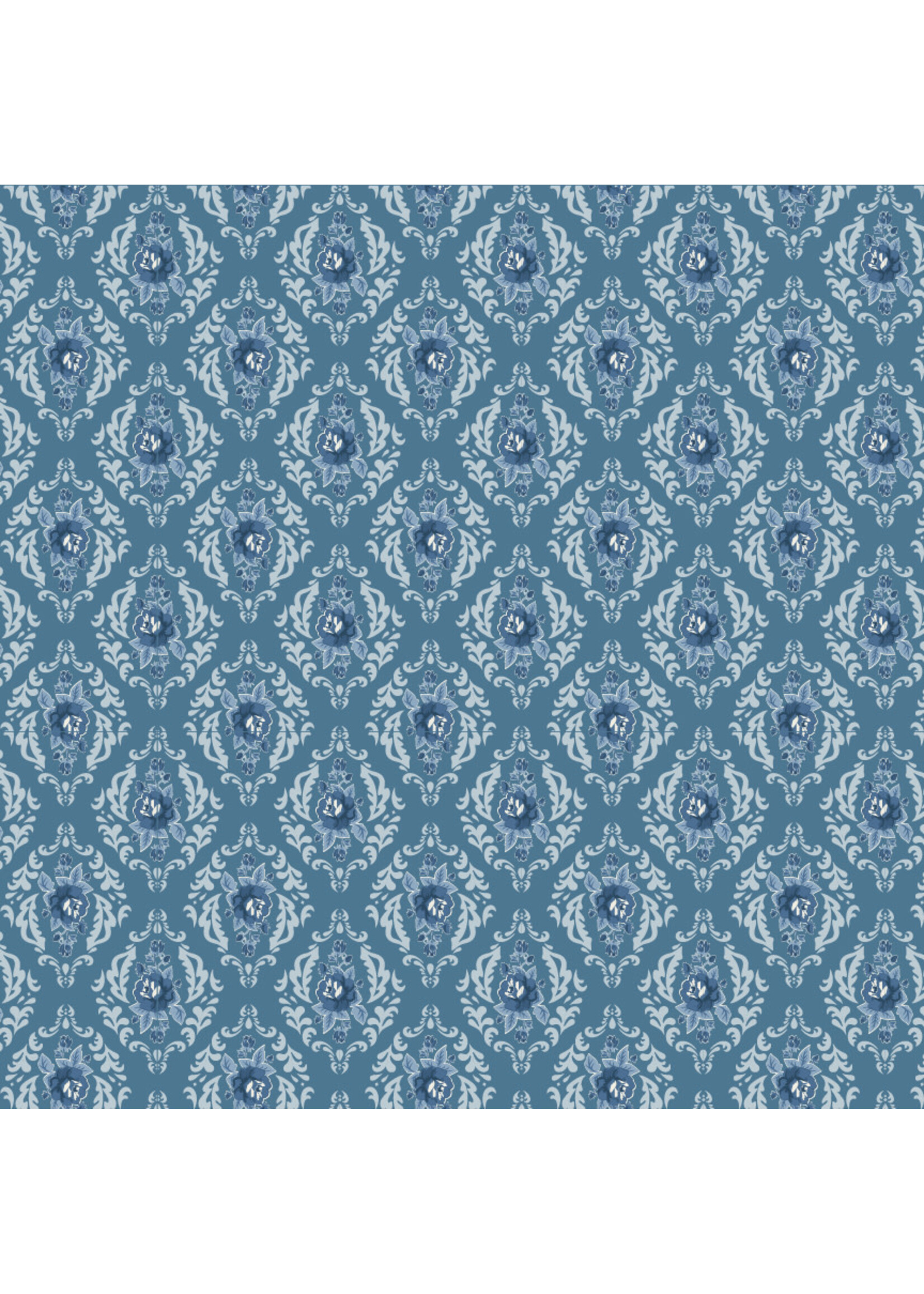 Poppie Cotton Lakeland Blues - Rose Damask - Dark - 25805
