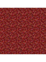 Makower Autumn Days - Herringbone -Red - 2598R - Coupon - 70 cm x 110 cm