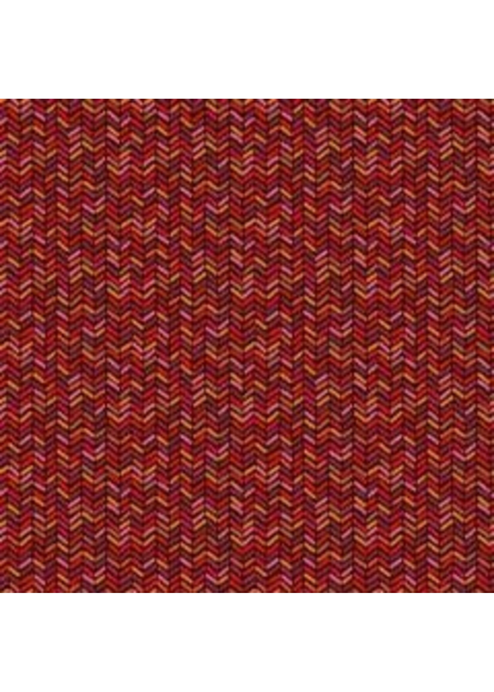 Makower Autumn Days - Herringbone -Red - 2598R - Coupon - 70 cm x 110 cm