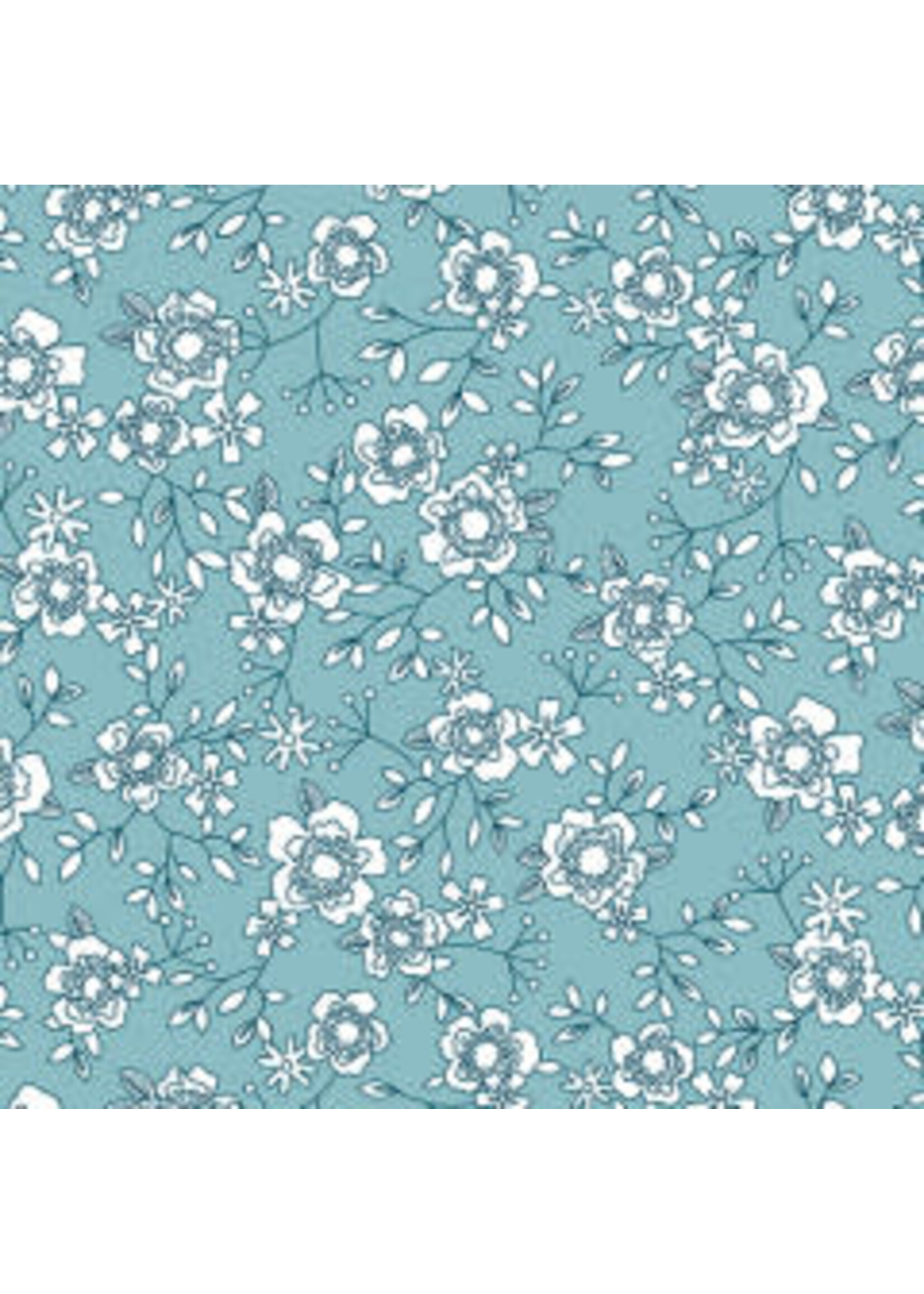 Benartex Studio Wander Lane - Winter Rose - Teal - Coupon - 100 cm x 110 cm