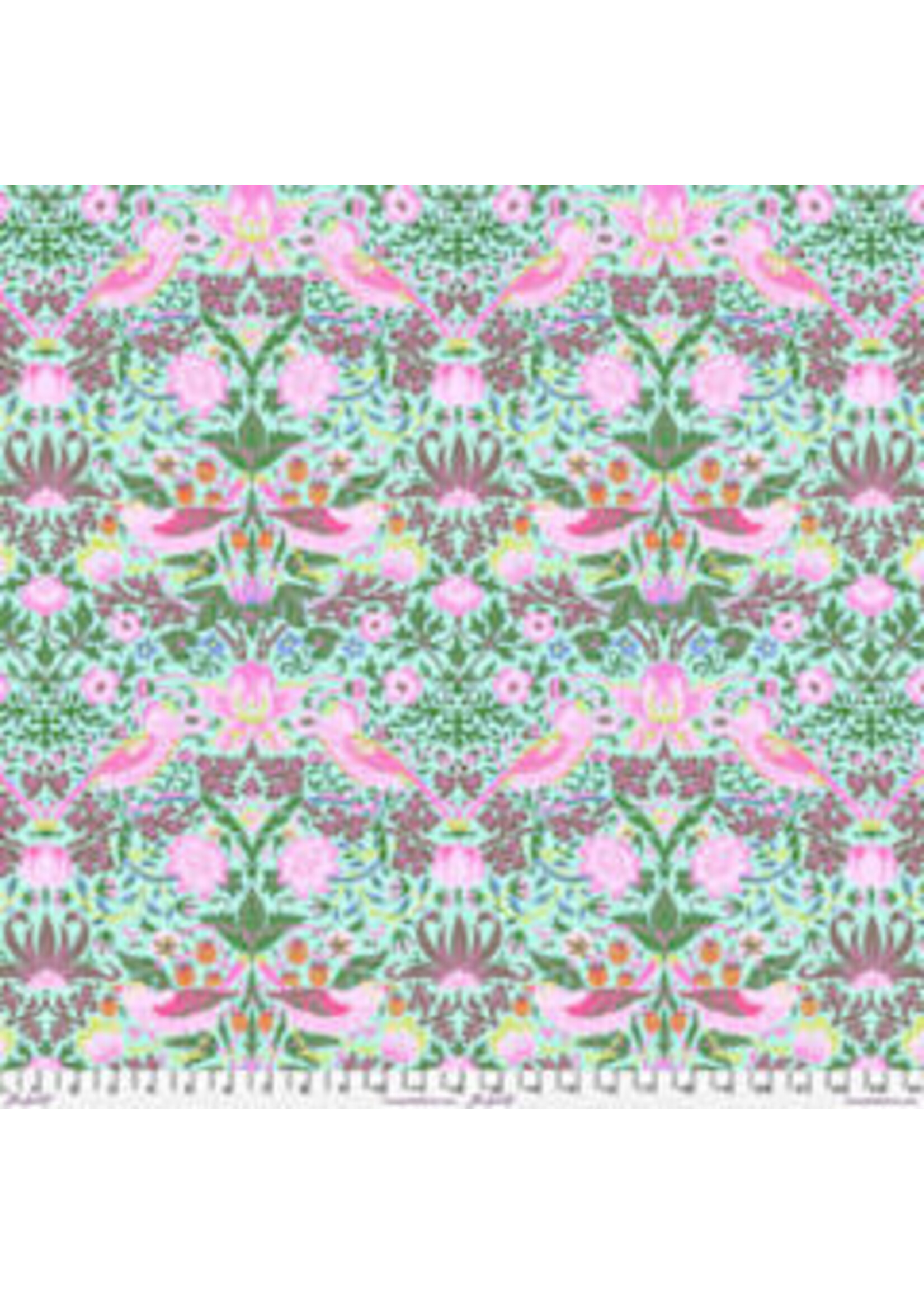 Free Spirit Fabrics Kaffe Fassett - Morris & Co - Strawberry Thief - Aqua - Coupon - 75 cm x 110 cm