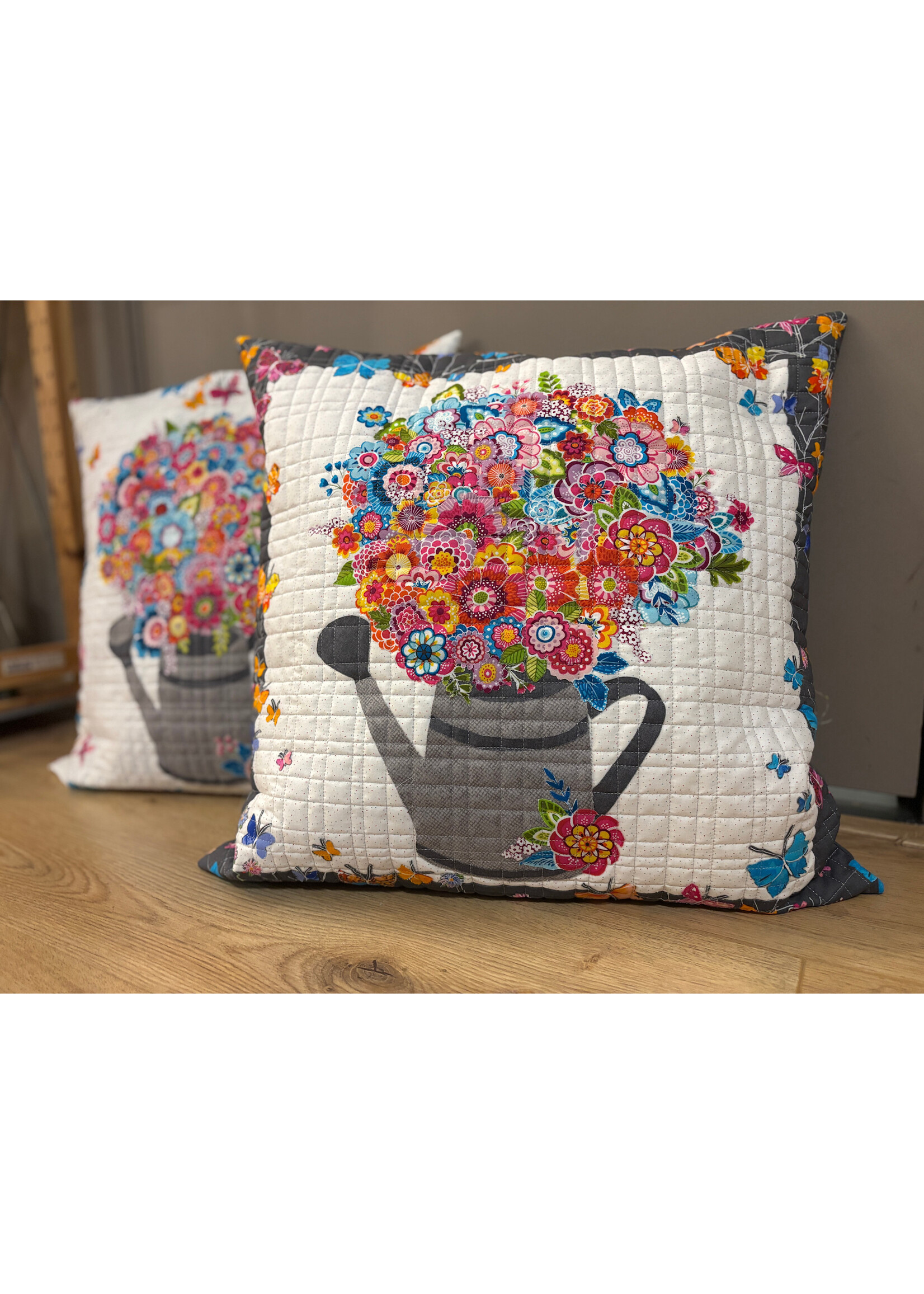 Stofpakket - Kussen - Gieter  -  50  x  50 cm - Grijze border