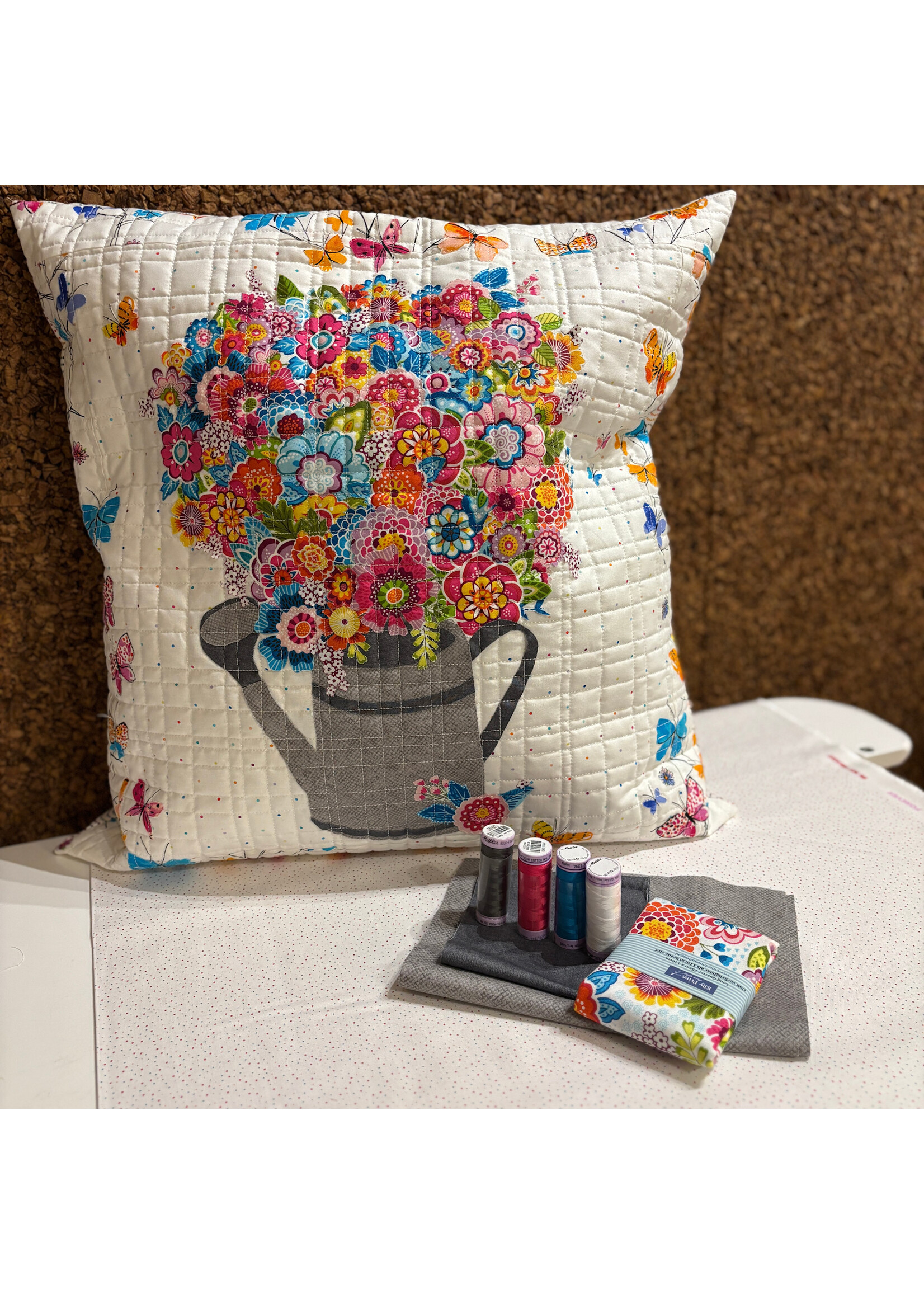 Stofpakket - Kussen - Gieter  -  50  x  50 cm - Grijze border