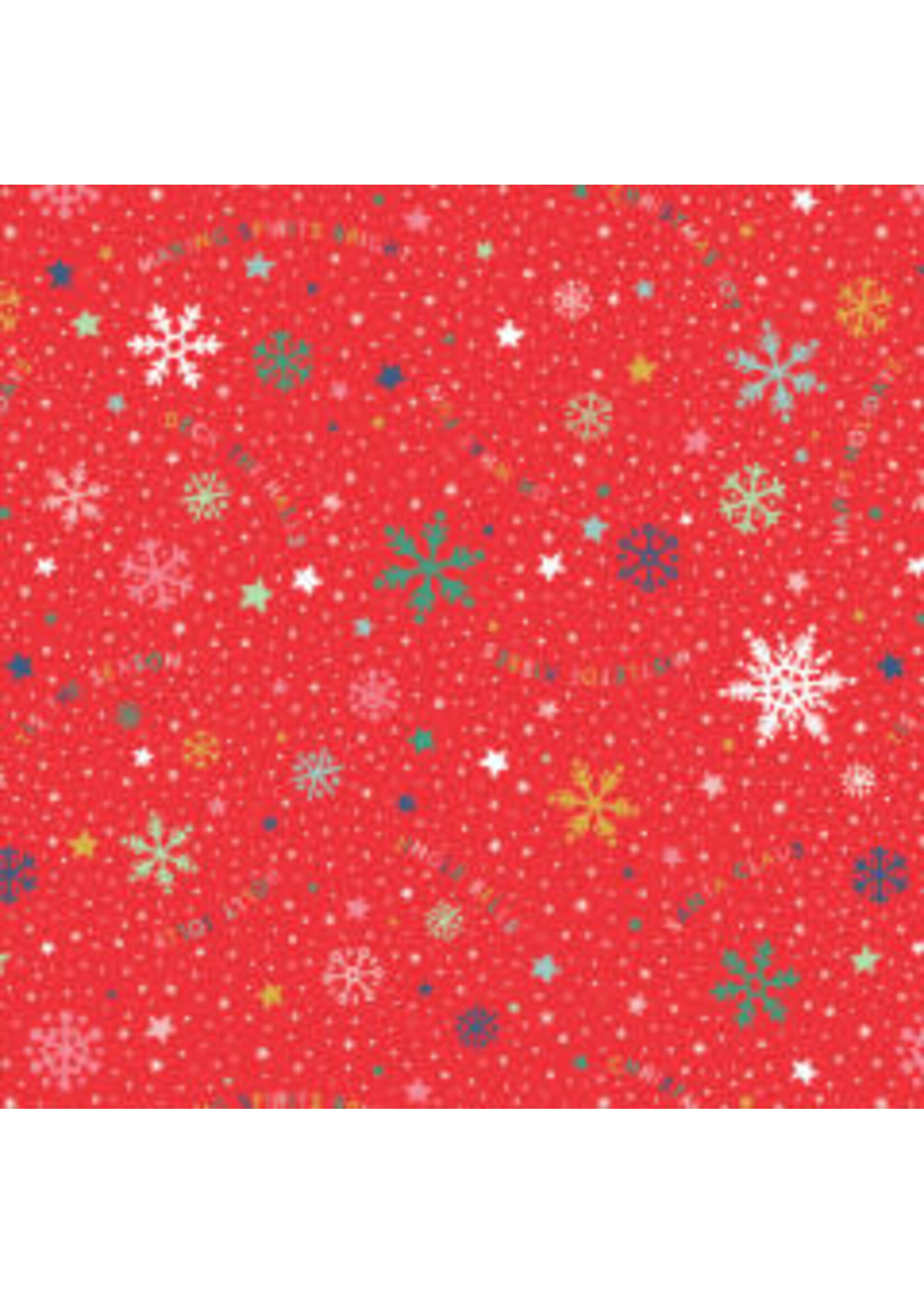 Poppie Cotton Oh What Fun - Snowflake Fun - Red - Coupon - 80 cm x 110 cm