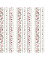 Stof Fabrics Juliet Roses - Strips - White - Coupon - 95 cm x 110 cm