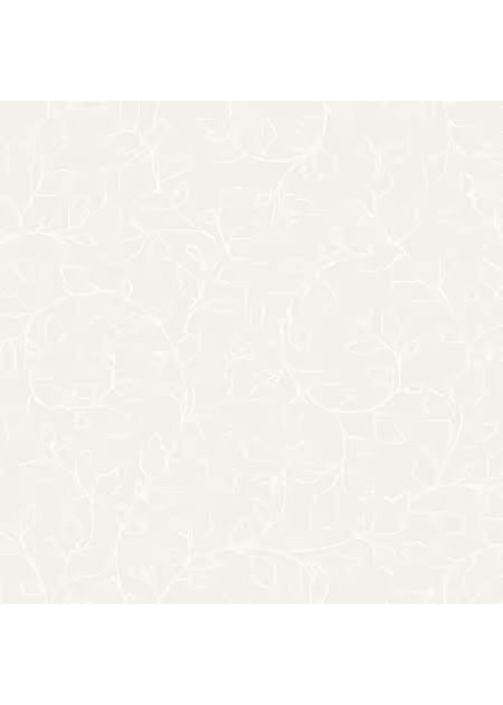 P&B Textiles Ramblings - Leaves Vine - White on Ecru