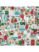 Makower Wishes - Dear Santa - Blue - Coupon - 75 cm x 110 cm