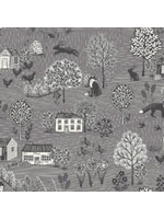 Makower Grove - Scenic Sky - Mid Grey - Coupon - 90 cm x 110 cm