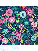 Benartex Studio Secret Garden 108 - Wallflowers - Navy - Coupon - 75 cm x 275 cm