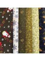 Northcott Stofpakket - Kerst Groen - 6 Long Eights