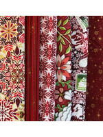 Northcott Stofpakket - Kerst Rood - 6 Long Eights