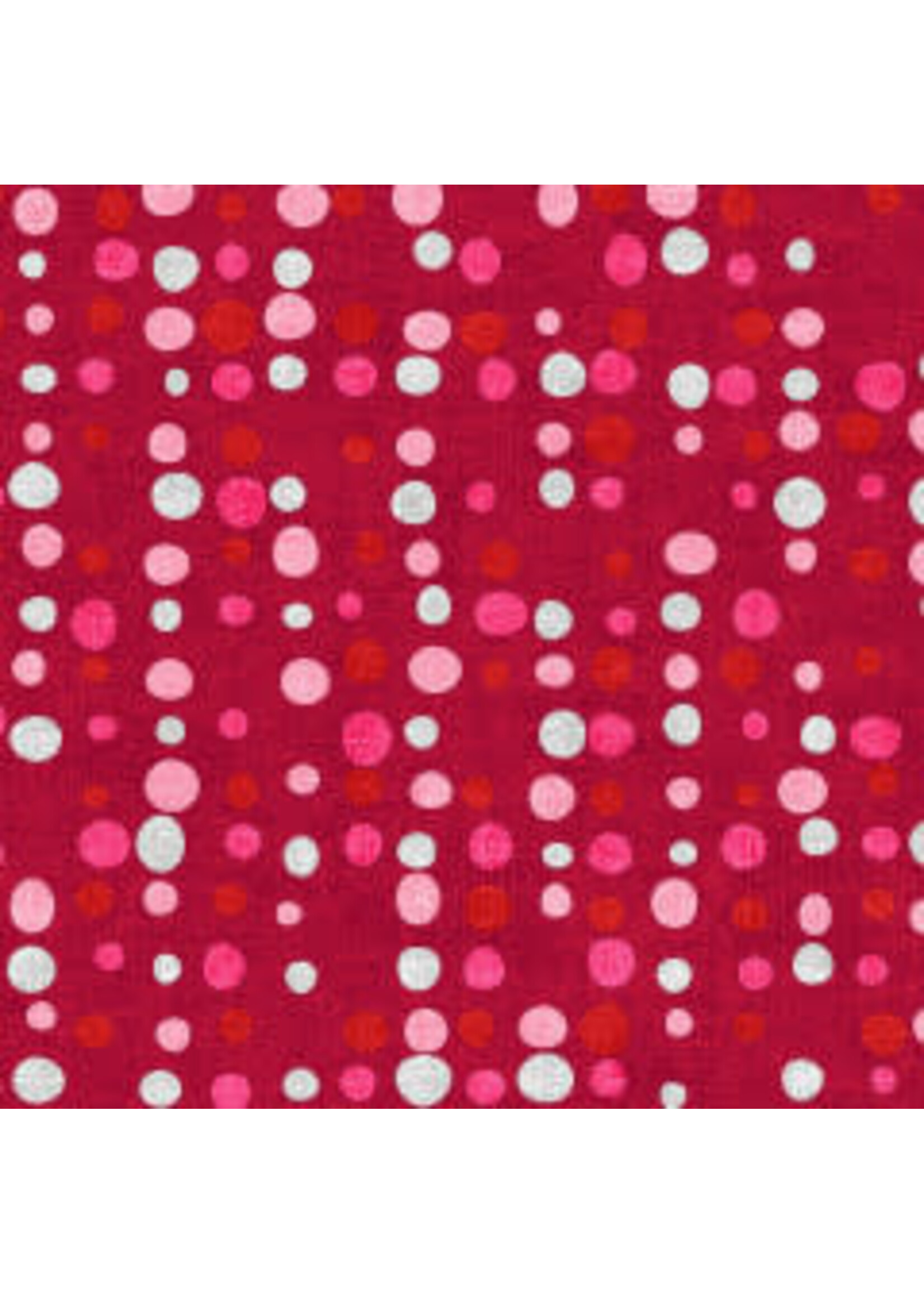 Stof Fabrics Vilma - Dots - Roze op Rood - Coupon - 80 cm x 110 cm