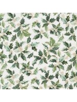 Hoffman Fabrics Christmas Splendor - Holly - Ivory-Gold - Coupon - 60 cm x 110 cm