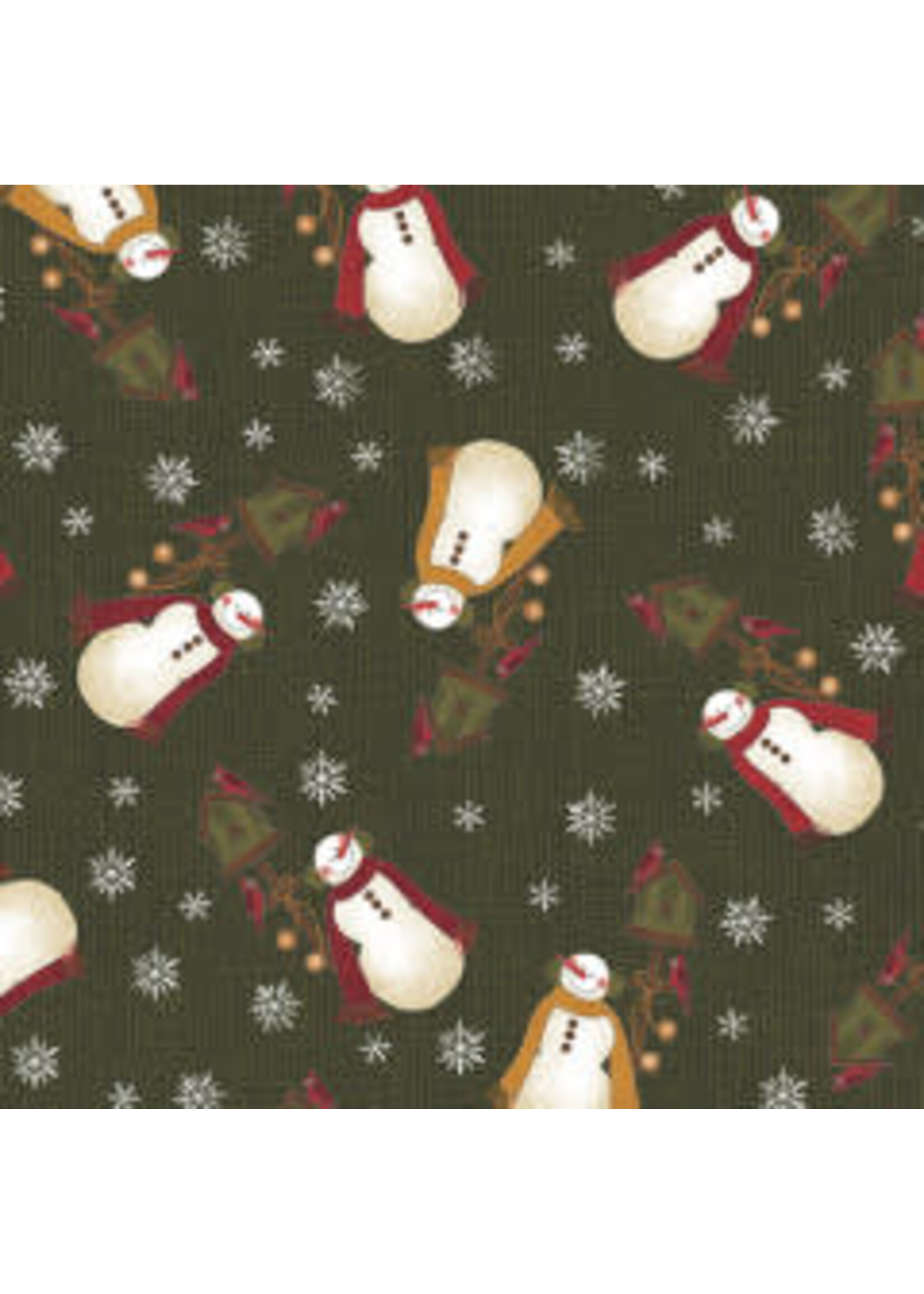 Benartex Studio Winter Wonderland - Snowman - Dark Green - Coupon - 100 cm x 110 cm