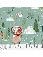 Free Spirit Fabrics Enchanted Forest - Busy Day - Aqua - Coupon - 60 cm x 110 cm