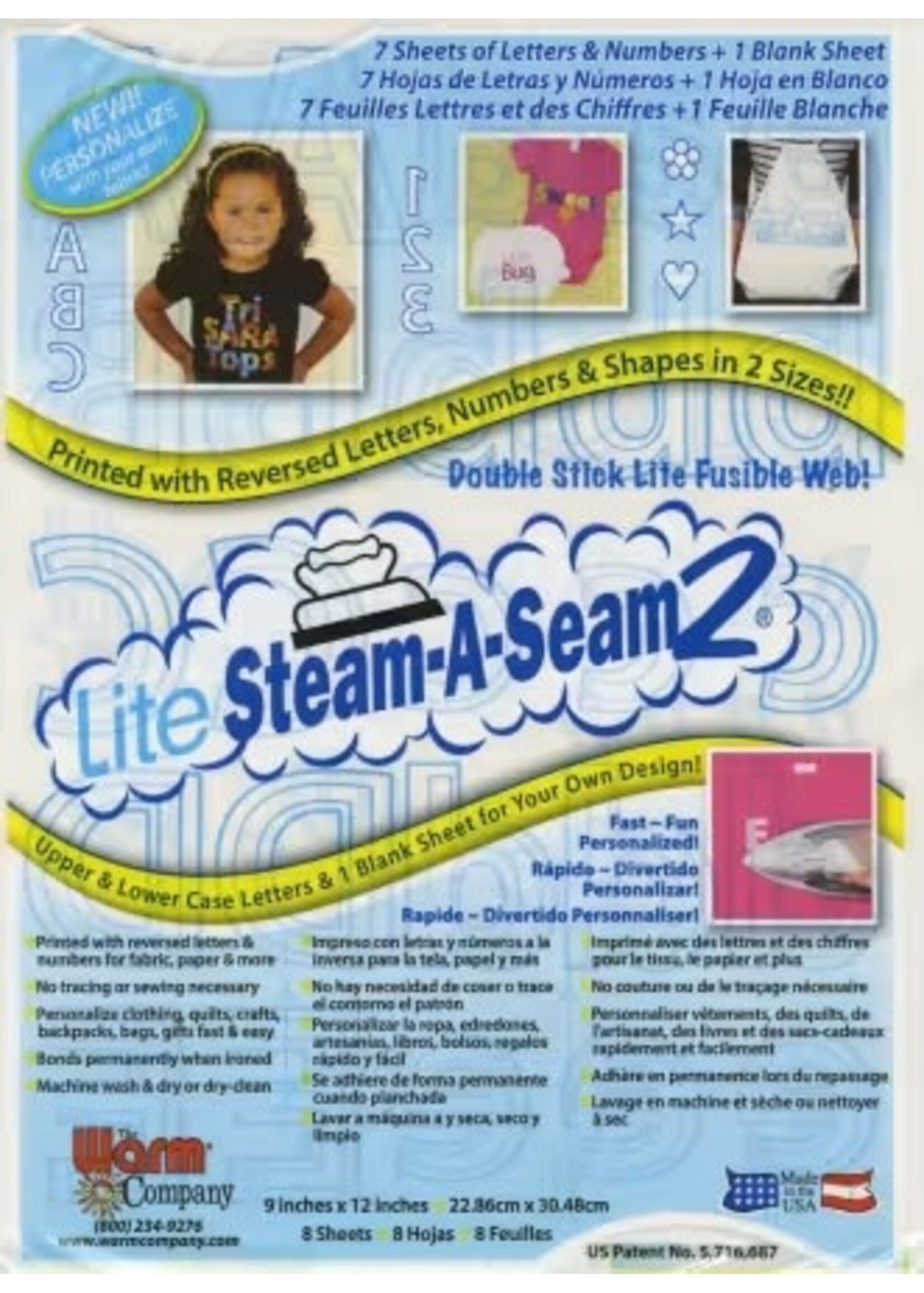 The Warm Company Vlies - Steam A Seam2 - Lite -  7x Letters & Numbers  + 1x Blanco - 9 inch x 12 inch