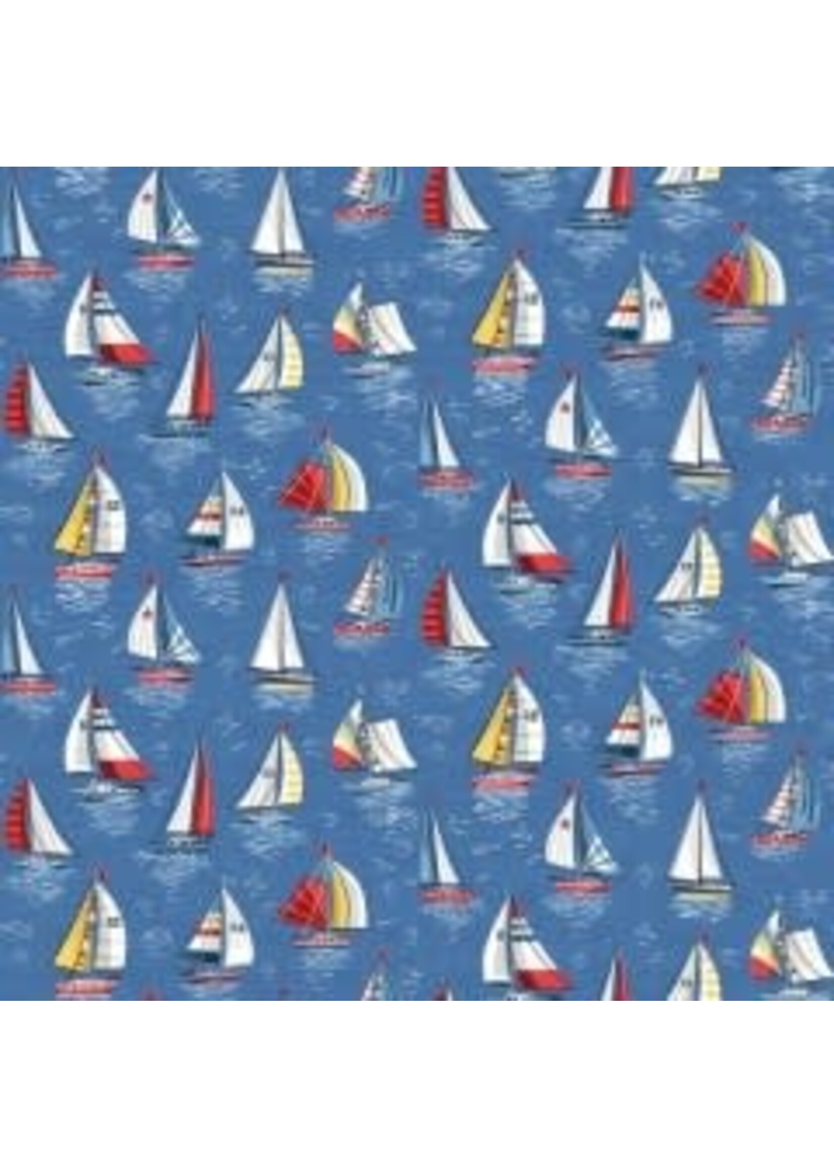 Makower Nautical - Yachts - Blue - Coupon - 80 cm x 110 cm