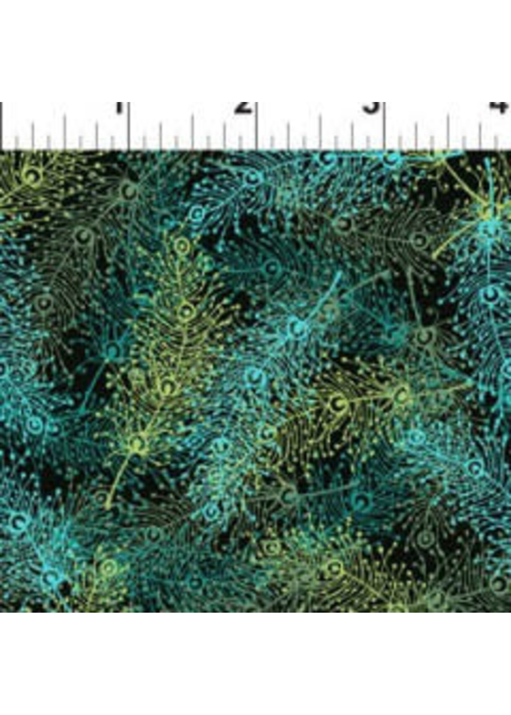 In The Beginning Garden Delights - Feathers - Blue - Coupon - 90 cm x 110 cm