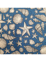 Makower Sea Breeze Shells - Blue - Coupon - 85 cm x 110 cm