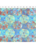 In The Beginning Jason Yenter - Calypso II - Sea Urchins - Blue - Coupon - 95 cm x 110 cm