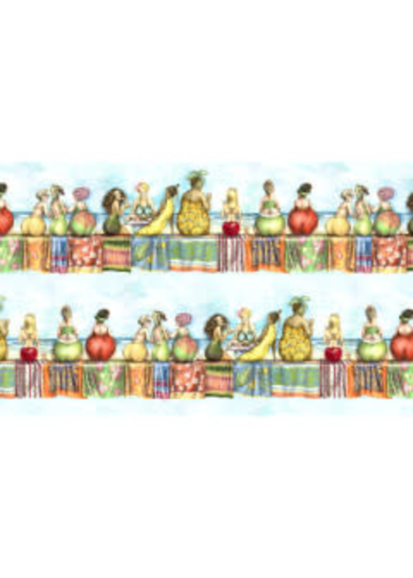 Elizabeth's Studio Fruit Ladies - Stripe - Blue - Coupon - 100 cm x 110 cm