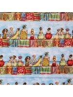 Elizabeth's Studio Fruit Ladies - Stripe - Blue - Coupon - 100 cm x 110 cm