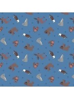 Lewis & Irene Small Things - World Animals - Blue - Coupon - 80 cm x 110 cm