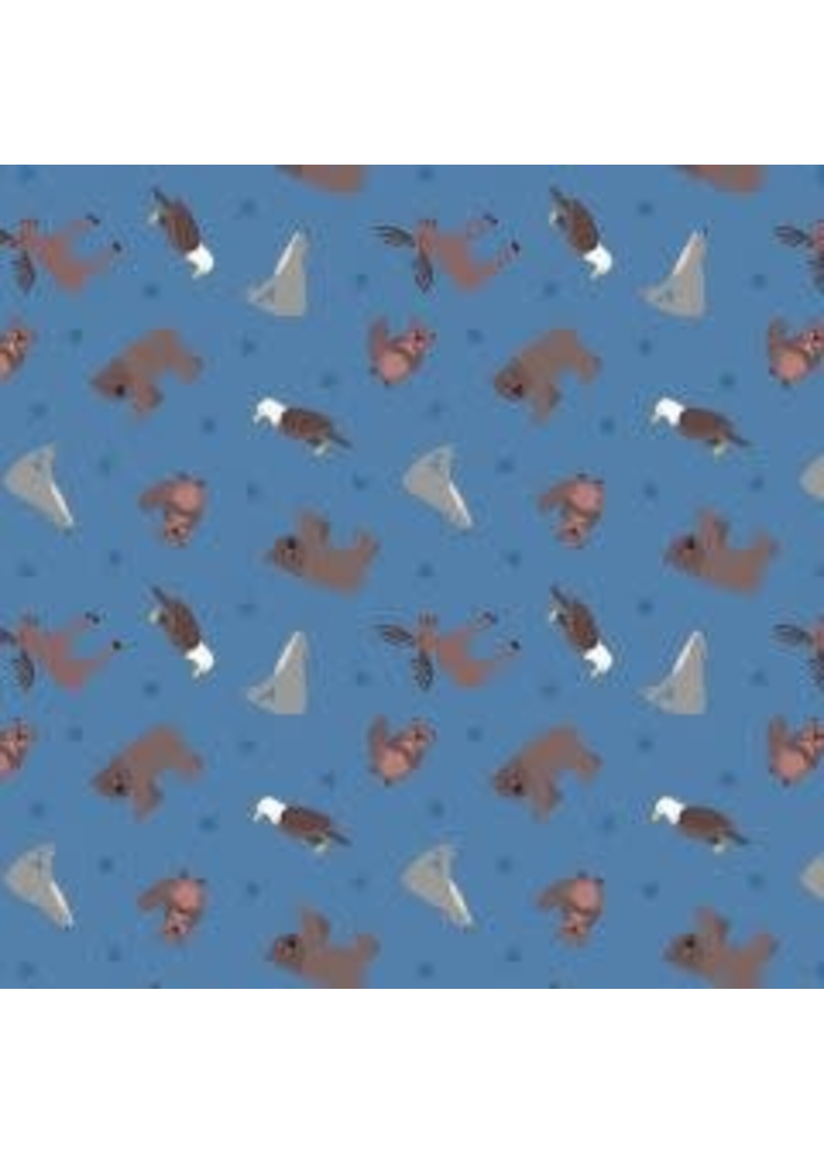 Lewis & Irene Small Things - World Animals - Blue - Coupon - 80 cm x 110 cm