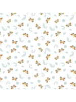 Camelot Fabrics Autumn Impressions - Vlinders - Wit - Coupon - 90 cm x 110 cm