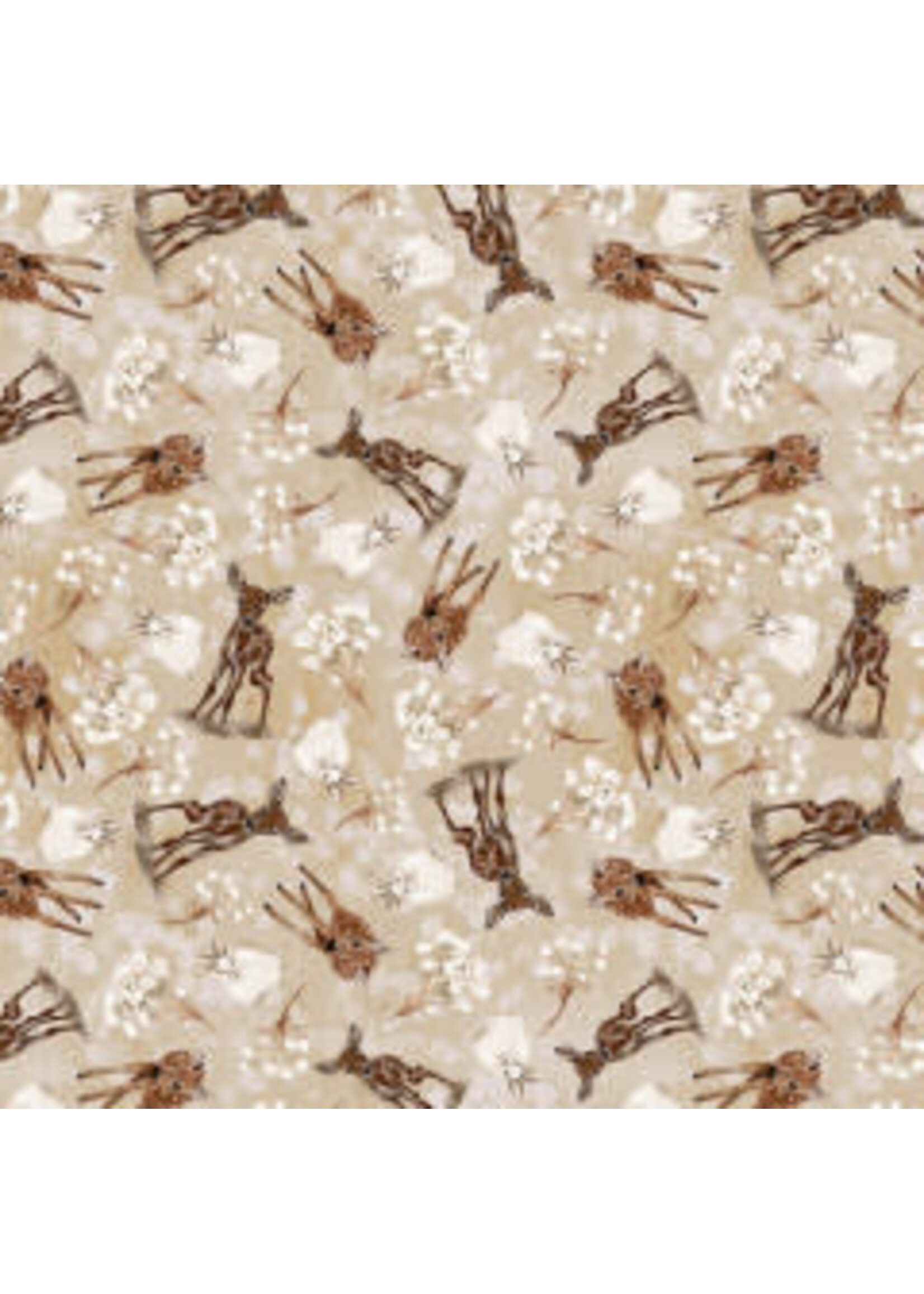 Henry Glass Fabrics Little Ones - Doe & Bunny Toss - Beige - Coupon - 70 cm x 110 cm