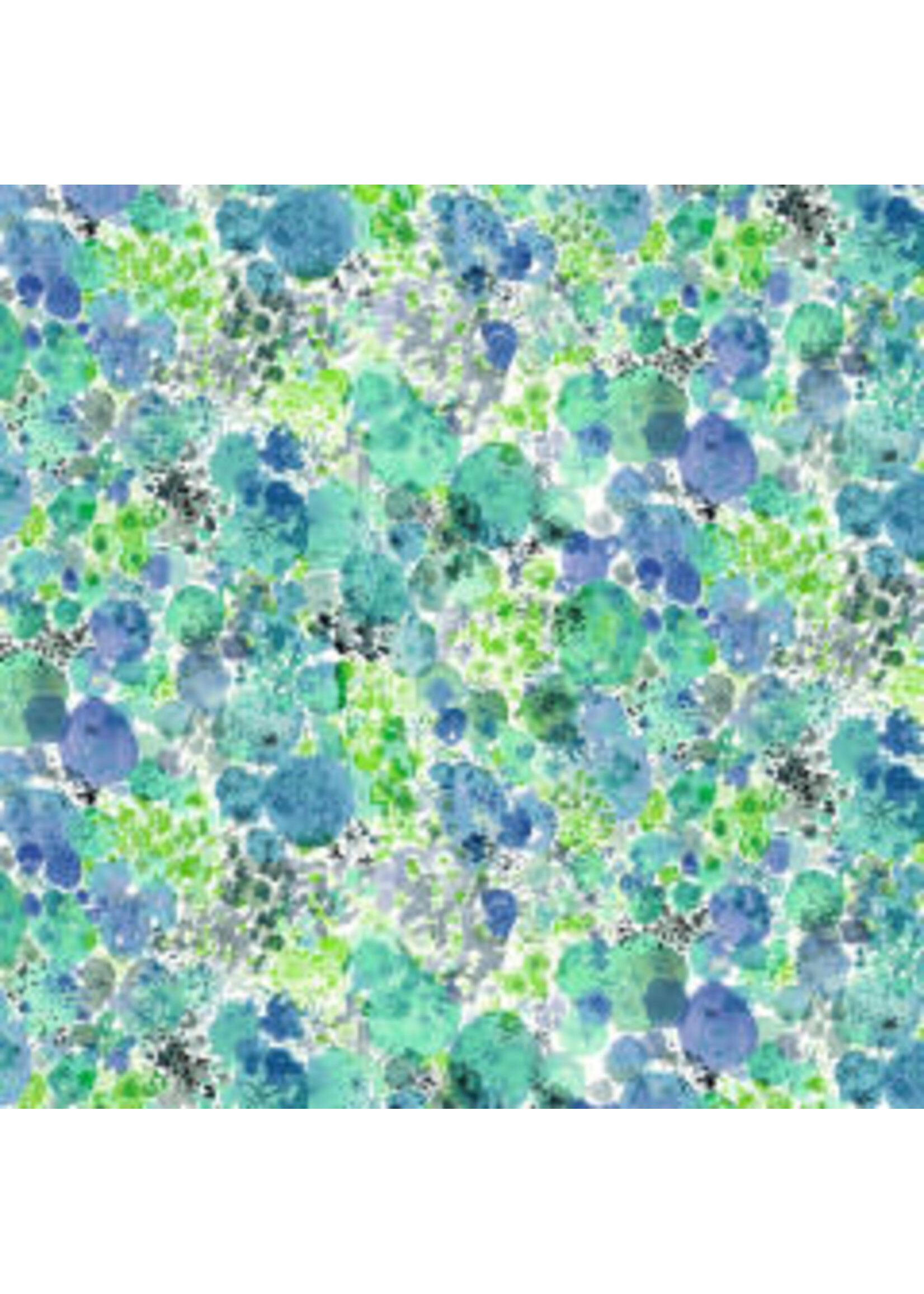 Windham Fabrics Curio - Mos - Blauw - Coupon - 100 cm x 110 cm