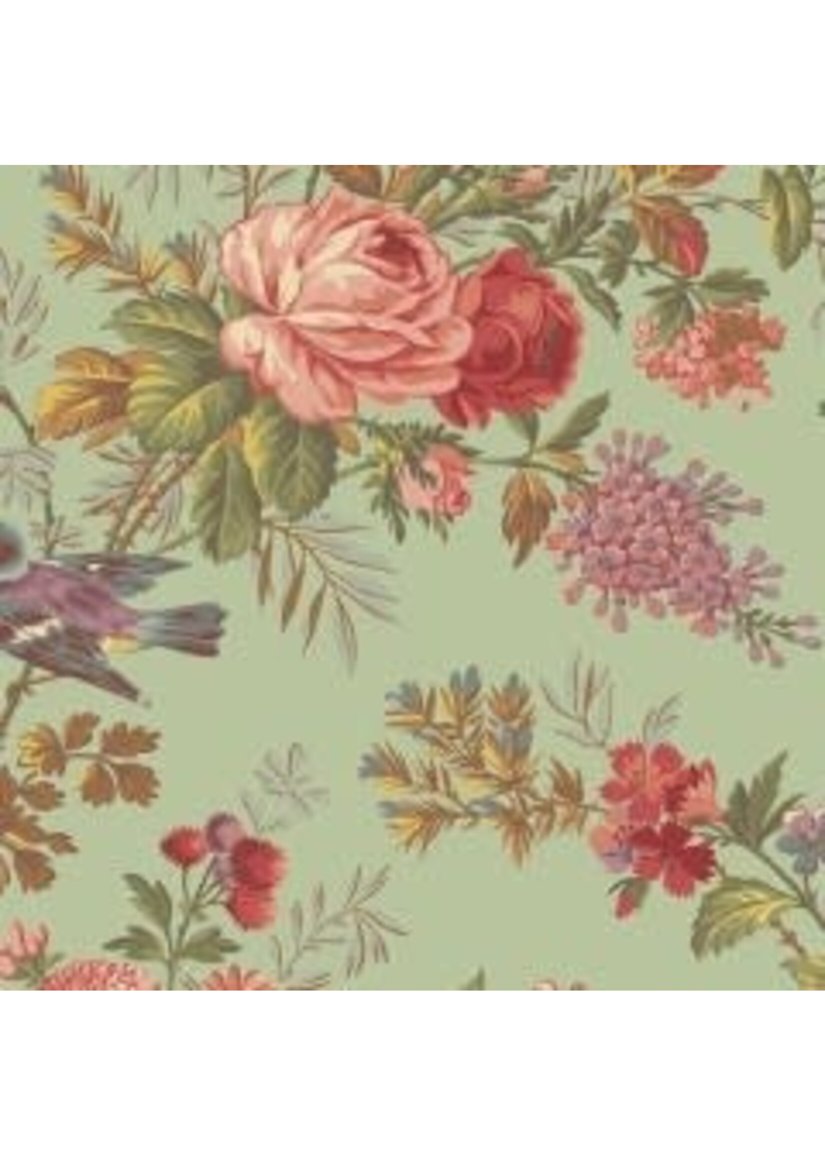 Andover Fabrics Bed of Roses - Bed of Roses - Pistachio - Coupon - 110 cm x 110 cm