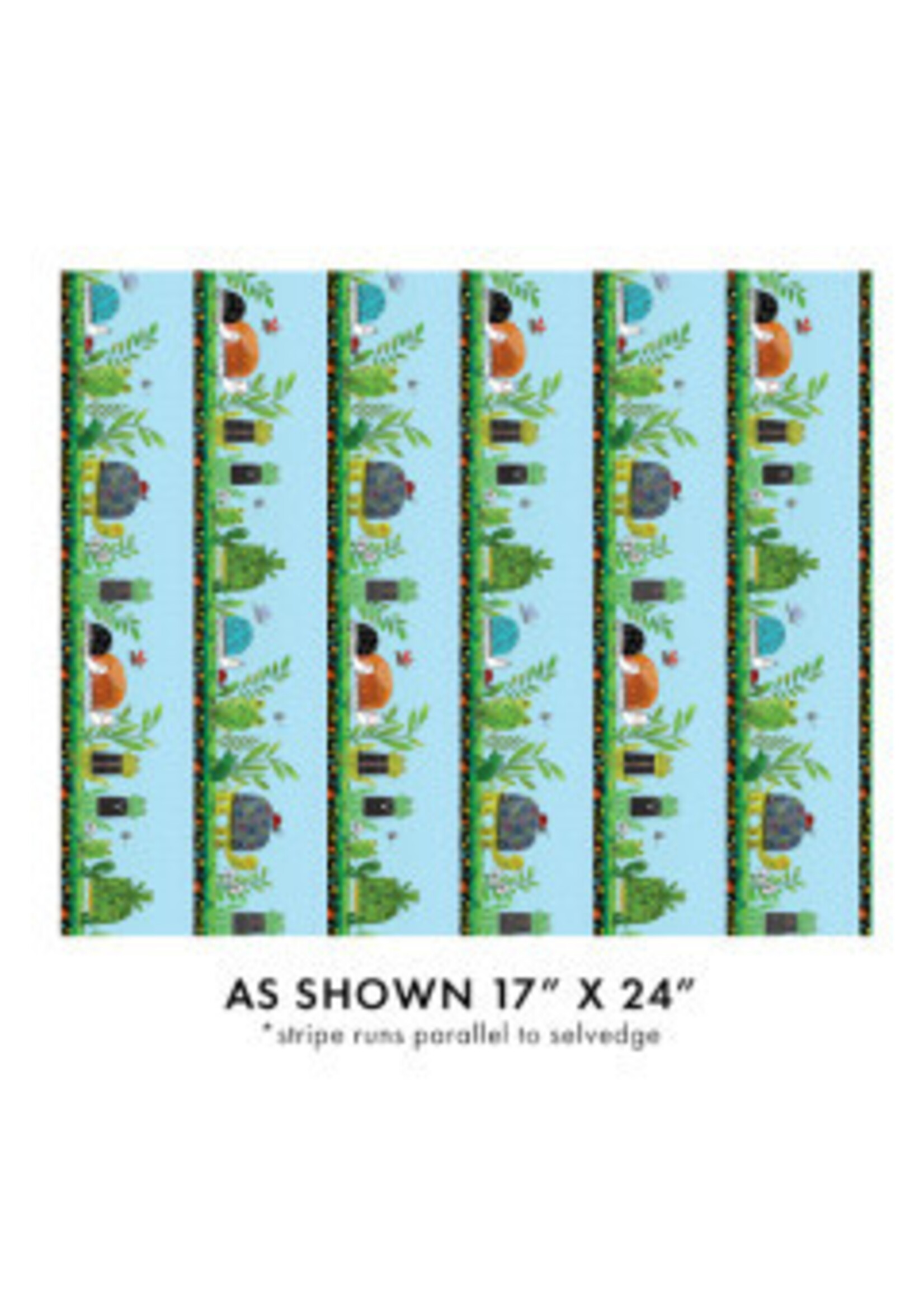 Benartex Studio Frogtastic - Stripe - Turquoise - Coupon - 90 cm x 110 cm