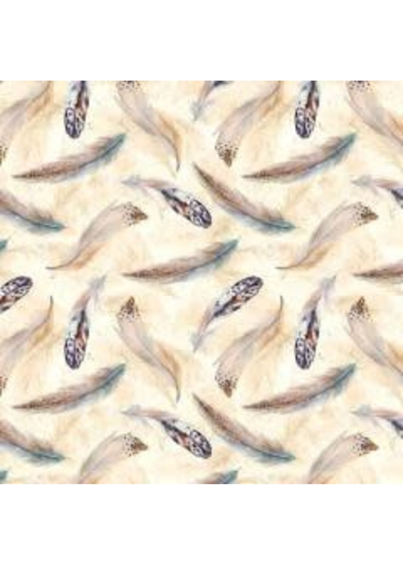 Wilmington Prints Nature Study - Feathers - Cream - Coupon - 35 cm x 110 cm
