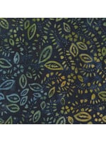 Hoffman Fabrics Bali Eden - Leaves Navy/Multi - Coupon - 95 cm x 110 cm