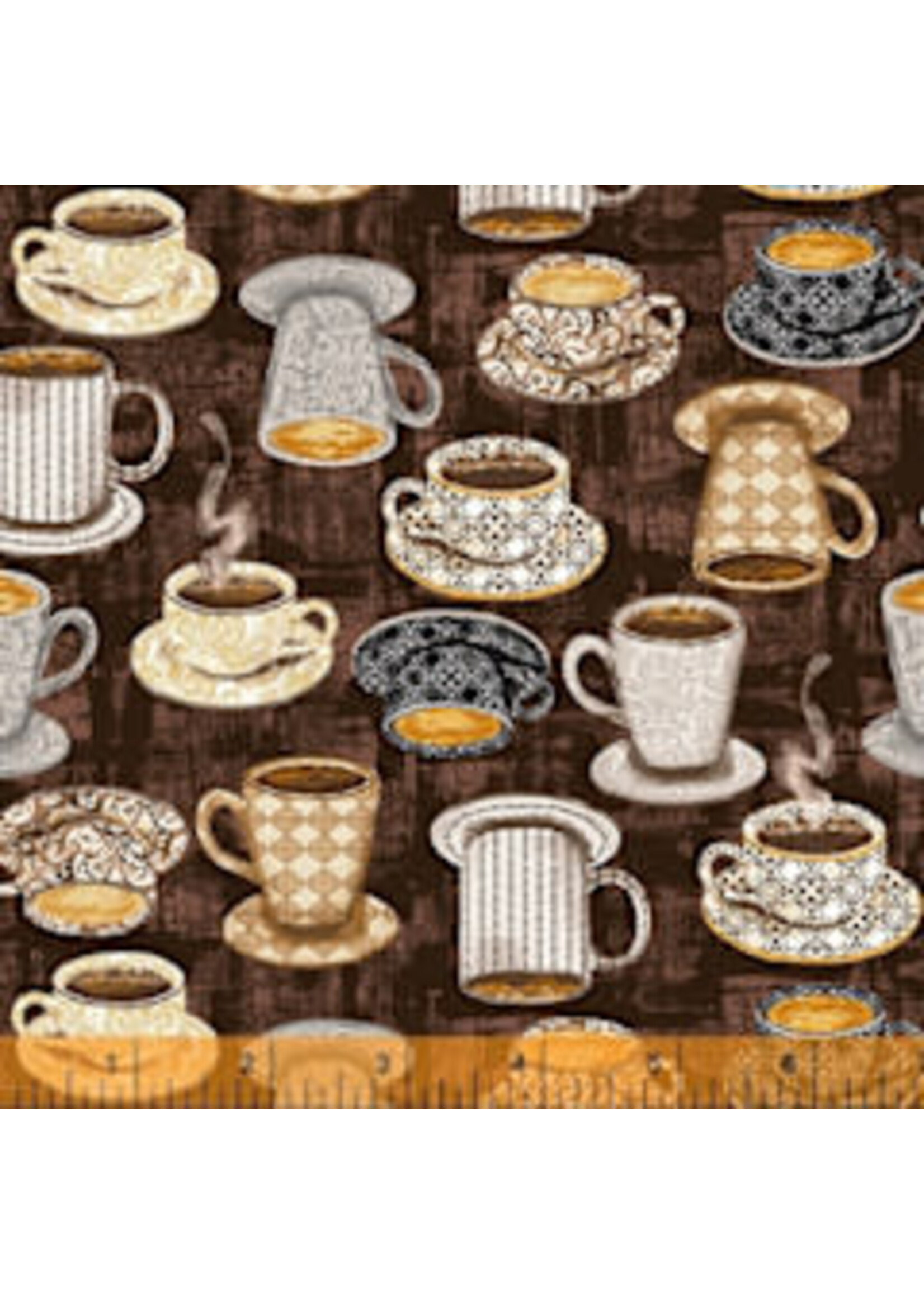 Windham Fabrics Coffee Connoisseur - Mug Collection - Dark Roast - Coupon - 50 cm x 110 cm