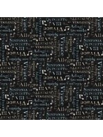 Wilmington Prints Interlude - Words Allover - Black - Coupon - 100 cm x 110 cm