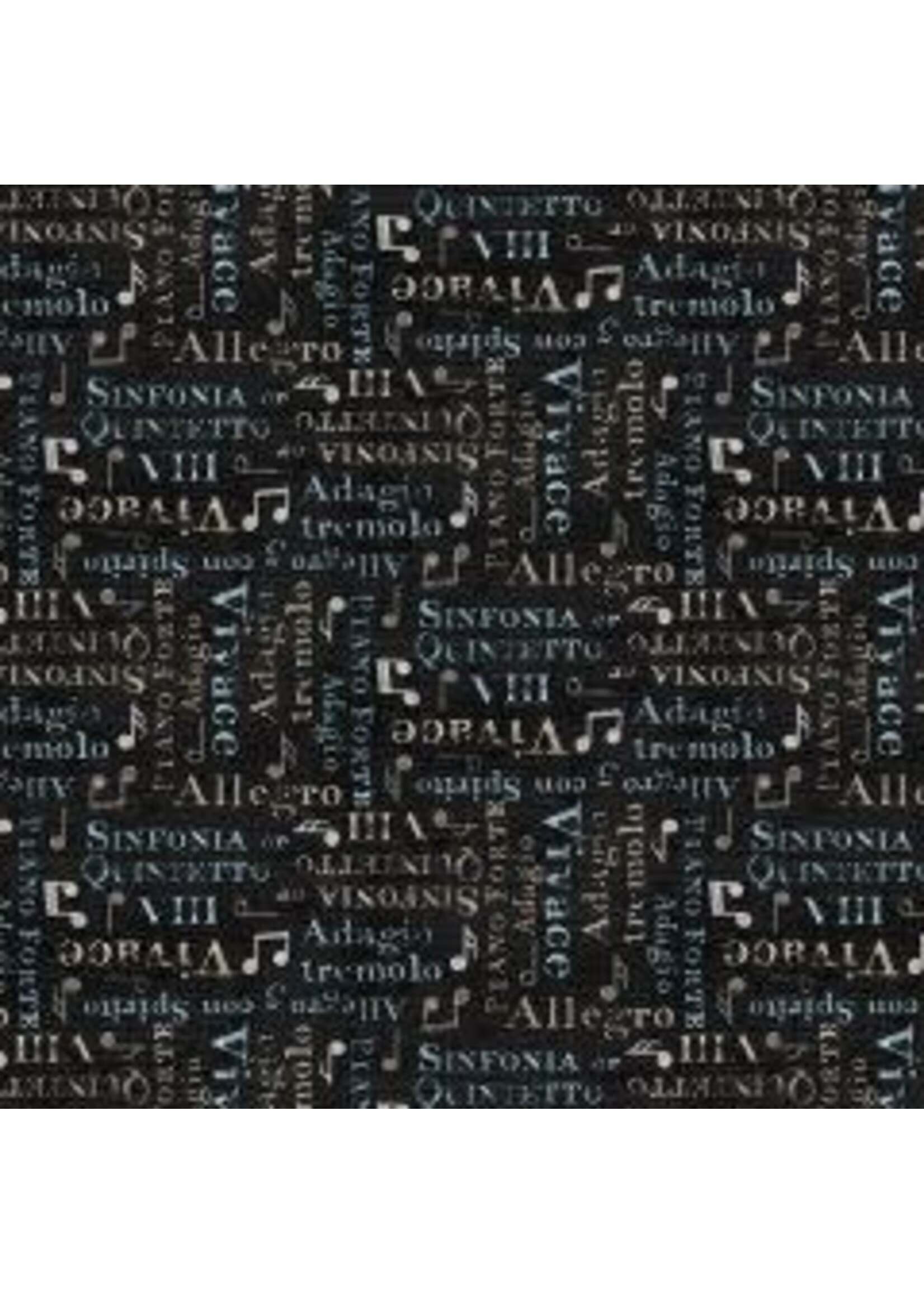 Wilmington Prints Interlude - Words Allover - Black - Coupon - 100 cm x 110 cm
